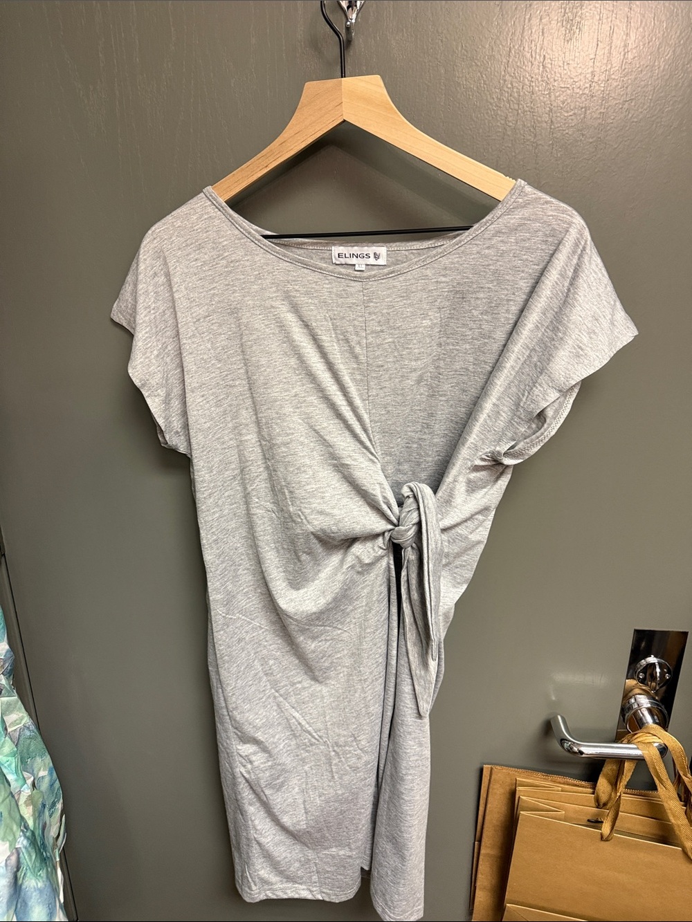ELMINGS Heather Gray Tie-Front T-Shirt Dress